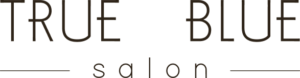 Logo for “True Blue Salon”—a premier Nashville hair salon—features a stylized heart shape between the words “TRUE” and “BLUE.” The word “salon” appears below in lowercase letters, perfectly representing the welcoming spirit you’ll find alongside expertly crafted haircuts and styling, plus salon gift cards and specials. - True Blue Salon in Nashville, TN