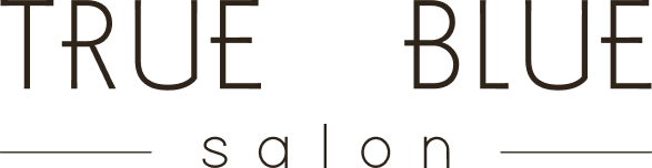 Logo for “True Blue Salon”—a premier Nashville hair salon—features a stylized heart shape between the words “TRUE” and “BLUE.” The word “salon” appears below in lowercase letters, perfectly representing the welcoming spirit you’ll find alongside expertly crafted haircuts and styling, plus salon gift cards and specials. - True Blue Salon in Nashville, TN